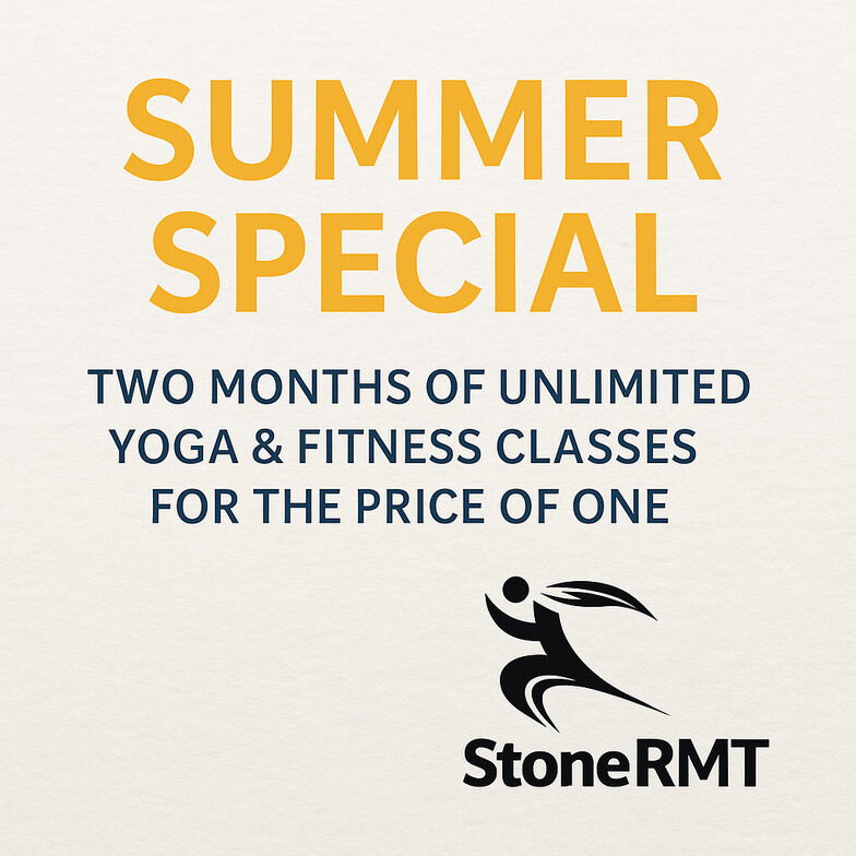 StoneRMT Summer Special 2025 – Get 2 Months of Unlimited Fitness Classes for $100 in Bowmanville. Improve strength, posture, and injury prevention with expert-led small group training.