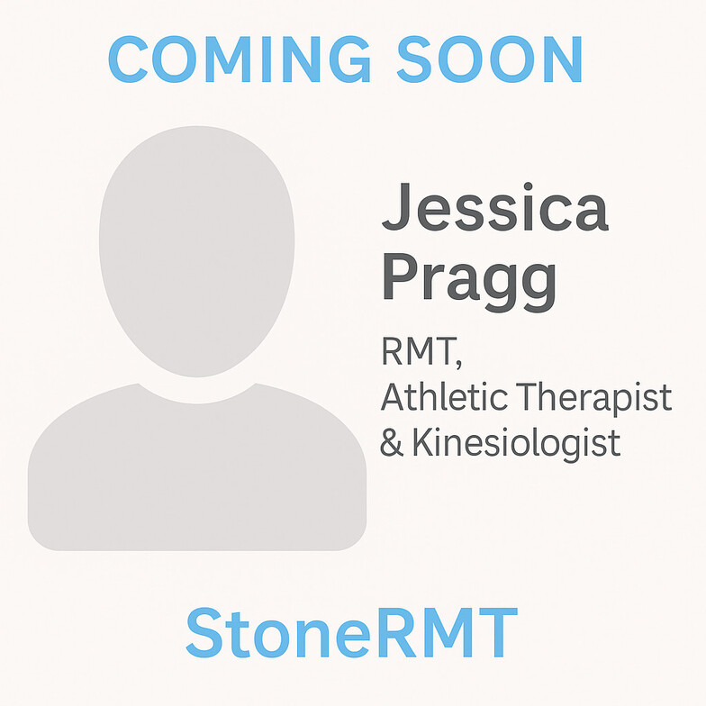 Coming soon announcement for Jessica Pragg, RMT, Athletic Therapist, and Kinesiologist joining the StoneRMT team in Bowmanville.